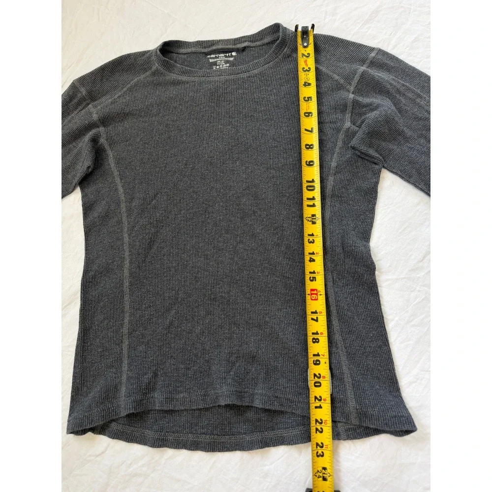 Carhartt Force Mens Small Gray Waffle Knit Thermal Base Layer Long Sleeve Shirt